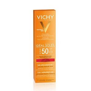 Vichy Idéal Soleil SPF50 Anti-Ageing 3-in-1 Antioxidant Care krém na opalování proti vráskám 50 ml