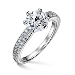 Florence Side Stones | Zásnubní prsten se středovým kamenem 1.310ct, bílé zlato, s diamanty 46