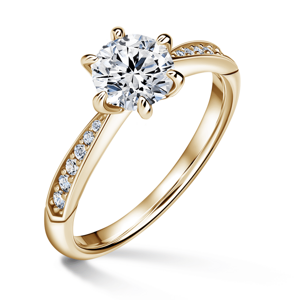 Minerva Side Stones | Zásnubní prsten se středovým kamenem 1.000ct, žluté zlato, s diamanty 52