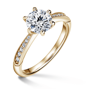 Minerva Side Stones | Zásnubní prsten se středovým kamenem 1.310ct, žluté zlato, s diamanty 46