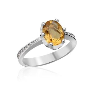 Zlatý zásnubní prsten DF 3362, bílé zlato, citrín s diamanty 48